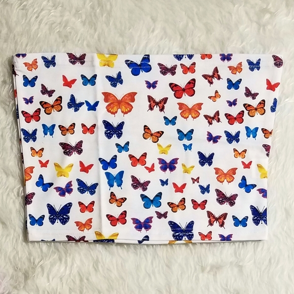 Butterfly Print Tube Top Crop Y2K 90s Insp - Picture 12 of 12